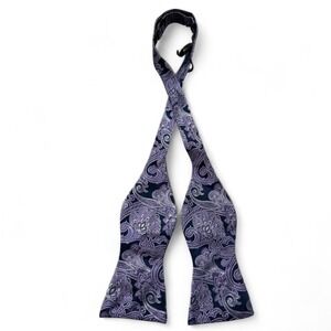 Cremieux Purple Paisley Silk Self-Tie Bow Tie‎ Adjustable
